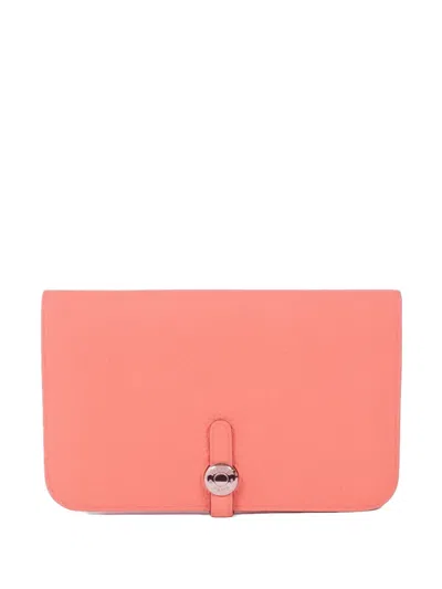 Pre-owned Hermes 2016 Dogon Leather Wallet In Pink