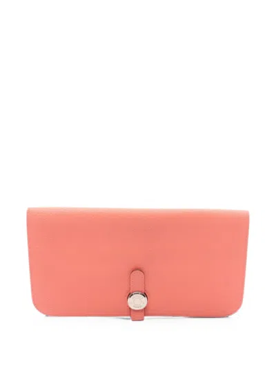 Pre-owned Hermes 2016 Dogon Wallet In Orange