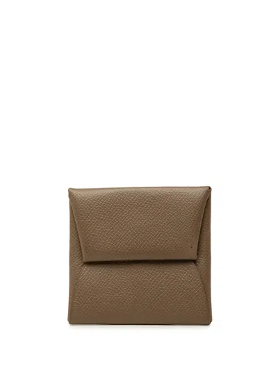 Pre-owned Hermes 2016 Epsom Bastia Change Purse Coin Pouch In Brown