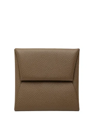 Pre-owned Hermes 2016 Epsom Bastia Change Purse Coin Pouch In Brown