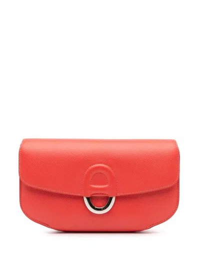 Pre-owned Hermes 2016 Epsom Cherche Midi 22 Clutch Bag In Red