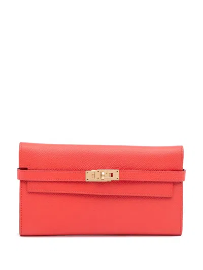 Pre-owned Hermes 2016 Epsom Kelly Longue Wallet Long Wallets In Pink