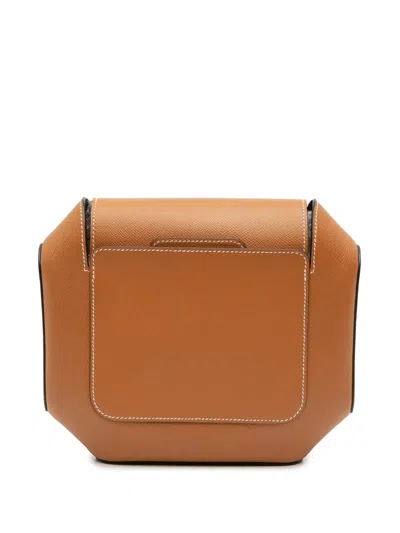 Pre-owned Hermes 2016 Epsom Octogone Clutch Bag In Brown