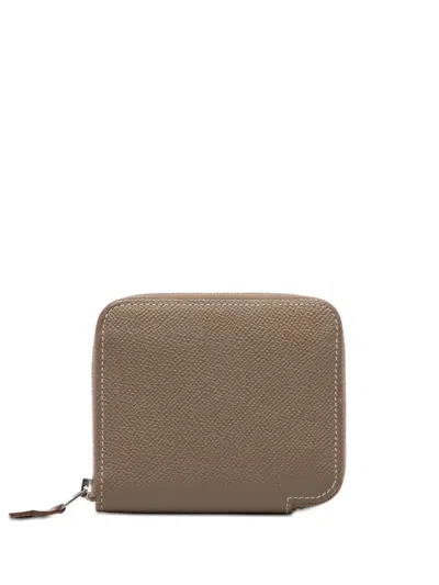 Pre-owned Hermes 2016 Epsom Silk In Compact Wallet Small Wallets In Brown