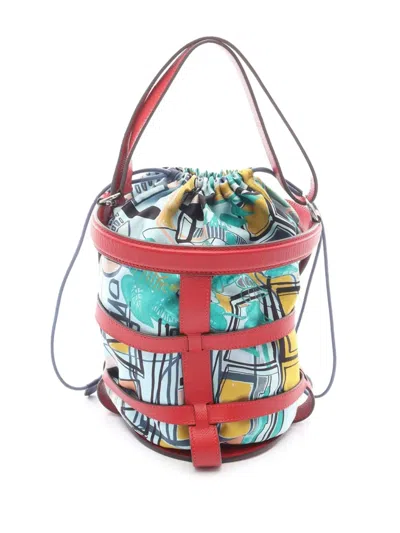 Pre-owned Hermes 2016 Epsom Silk Sac Musardine Bucket Bag In Red