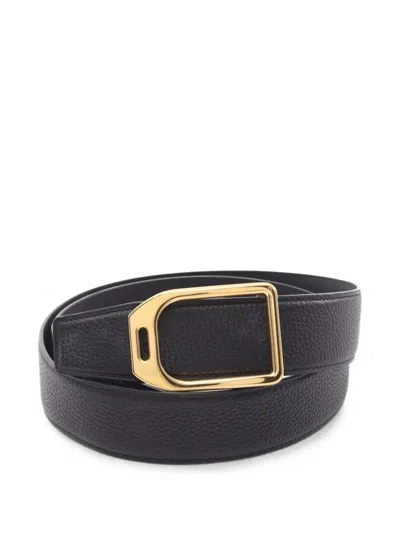 Pre-owned Hermes 2016 Etrier Reversible Belt In Black