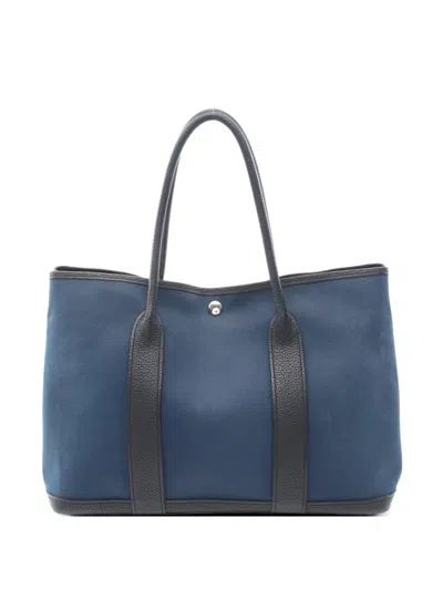 Pre-owned Hermes 2016 Garden Party Pm Tote Bag In Blue