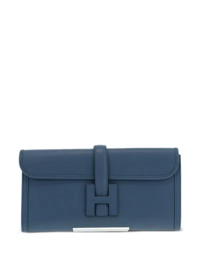 Pre-owned Hermes 2016 Jige Clutch Bag In Blue