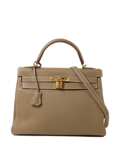 Pre-owned Hermes 2016 Kelly 32 Tote Bag In Gray