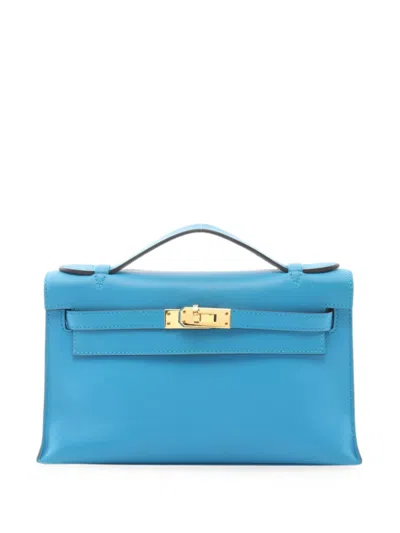 Pre-owned Hermes 2016 Kelly Cut Handbag In Blue