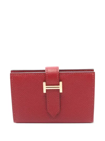 Pre-owned Hermes 2016 Mini Bearn Card Case In Red