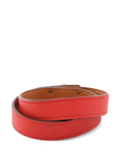 Pre-owned Hermes 2016 Mini Kelly Double Tour Bracelet In Red