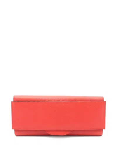 Pre-owned Hermes 2016 Passant Bi-fold Leather Wallet In Red
