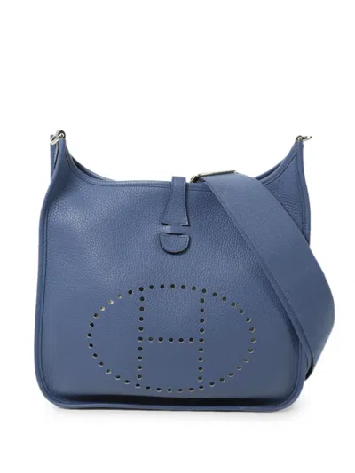 Pre-owned Hermes 2016 Pm Evelyne Shoulder Bag In Blue