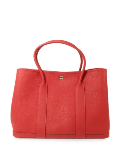 Pre-owned Hermes 2016 Pm Garden Party Leather Tote Bag In Red