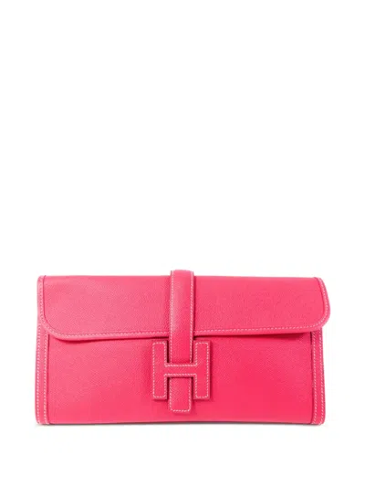 Pre-owned Hermes 2016 Pm Jige Epsom Clutch Bag In Pink