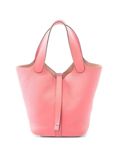 Pre-owned Hermes 2016 Pm Picotin Lock Tote Bag In Pink