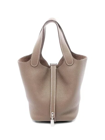 Pre-owned Hermes 2016 Pm Picotin Tote Bag In Neutral
