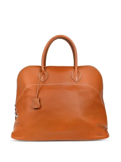 Pre-owned Hermes 2016 Sikkim Boldie Relax 45 Leather Tote Bag In Brown