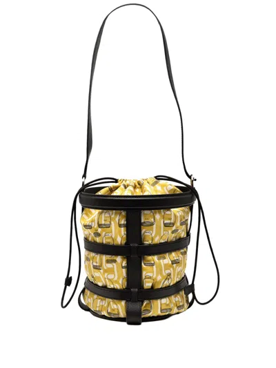 Pre-owned Hermes 2016 Silk And Epsom Sac Musardine Bucket Bag In Black