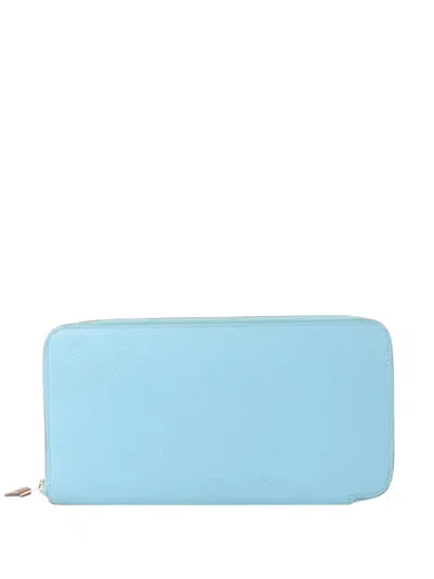 Pre-owned Hermes 2016 Silk In Epsom-leather Wallet In Blue