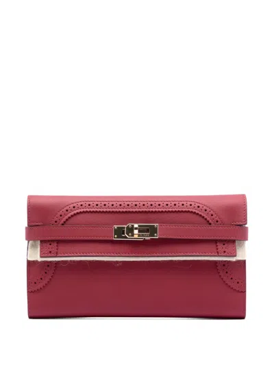 Pre-owned Hermes 2016 Swift Ghillies Kelly Longue Wallet Long Wallets In Red
