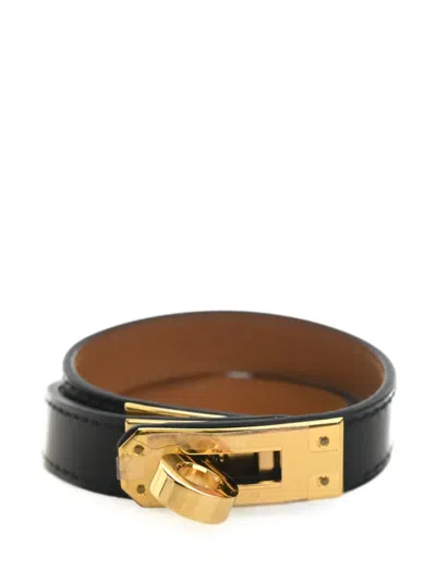Pre-owned Hermes 2016 Swift Kelly Double Tour Bracelet Costume Bracelet In Black