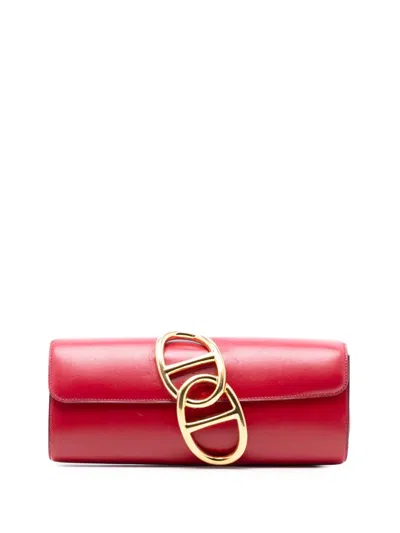 Pre-owned Hermes 2016 Tadelakt Egee Clutch Bag In Red