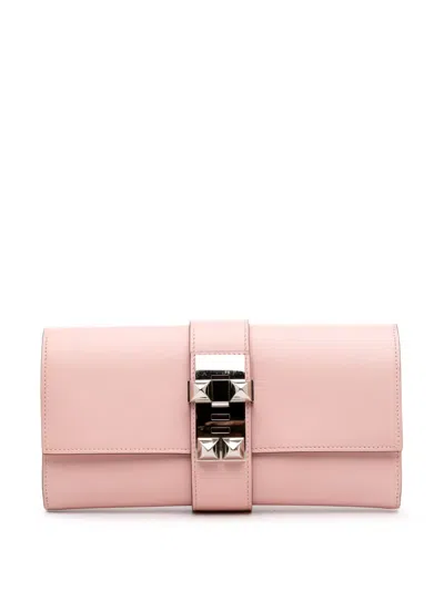 Pre-owned Hermes 2016 Tadelakt Medor 23 Clutch Bag In Pink