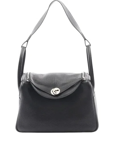 Pre-owned Hermes 2016 Taurillon Clemence Lindy 30 Shoulder Bag In Black