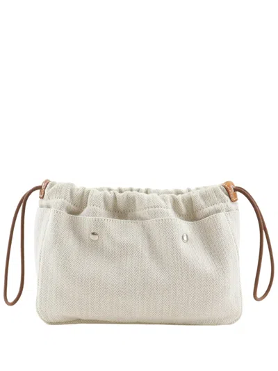 Pre-owned Hermes 2016 Toile And Barenia Fourbi 20 Pouch In Neutrals