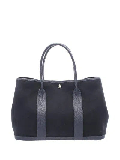 Pre-owned Hermes 2016 Toile And Negonda Garden Party 36 Tote Bag In Black