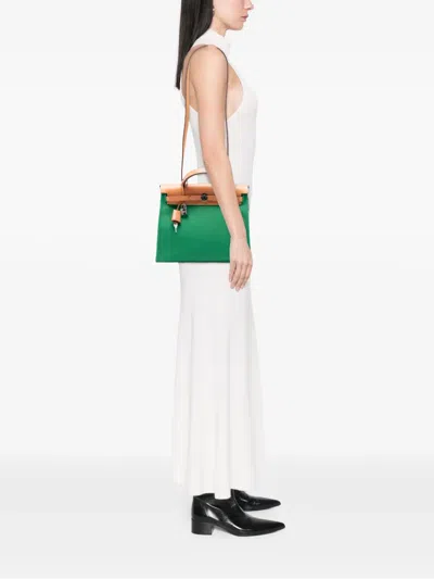 Pre-owned Hermes 2016 Toile Herbag Zip 31 Satchel In Brown