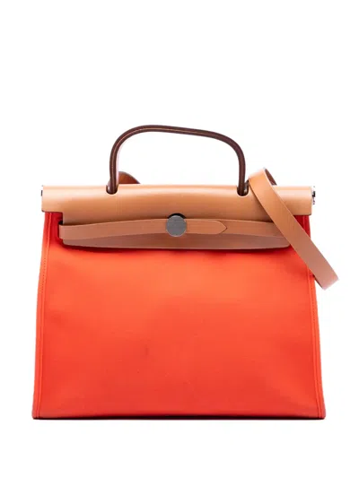Pre-owned Hermes 2016 Toile Herbag Zip 31 Satchel In Orange