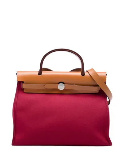 Pre-owned Hermes 2016 Toile Herbag Zip 31 Satchel In Red