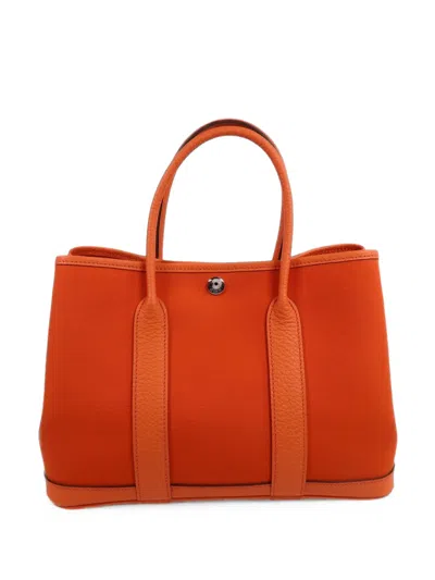 Pre-owned Hermes 2016 Tpm Garden Party Tote Bag In Orange