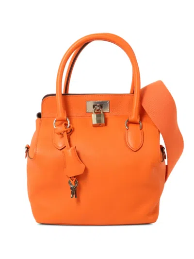 Pre-owned Hermes 2017 20 Tool Box Leather Handbag In Orange