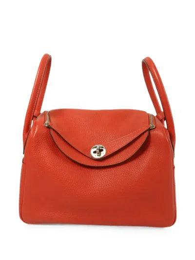 Pre-owned Hermes 2017 26 Lindy Leather Tote Bag In Red