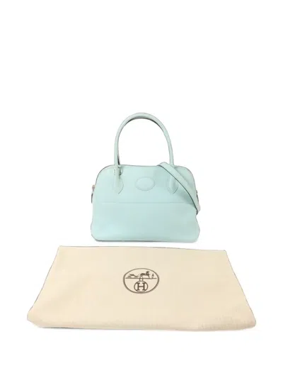 Pre-owned Hermes 2017 27 Bolide Leather Tote Bag In Blue