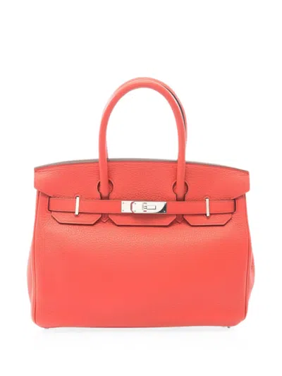Pre-owned Hermes 2017 30 Birkin Clemence Leather Tote Bag In Red