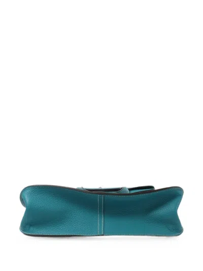 Pre-owned Hermes 2017 31 Halzan Leather Tote Bag In Blue