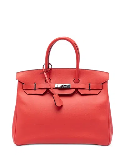 Pre-owned Hermes 2017 35 Birkin Retourne Epsom Tote Bag In Red