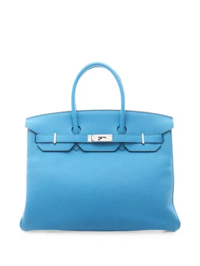Pre-owned Hermes 2017 35 Birkin Tote Bag In Blue