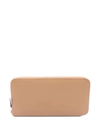 Pre-owned Hermes 2017 Azap Long Wallet In Neutral