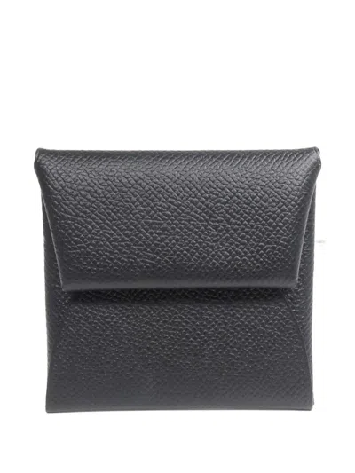 Pre-owned Hermes 2017 Bastia Epsom Coin Purse In Black