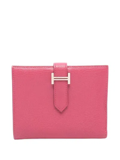 Pre-owned Hermes 2017 Bearn Compact Bi-fold Wallet In Pink