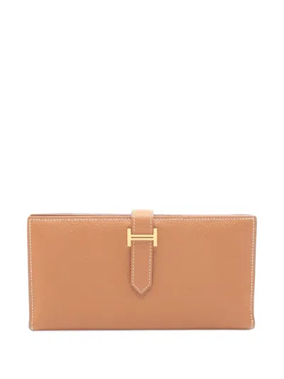 Pre-owned Hermes 2017 Bearn Souffle Bi-fold Wallet In Neutrals