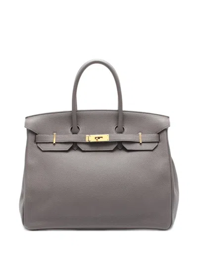 Pre-owned Hermes 2017 Birkin 35 Tote Bag In Grey