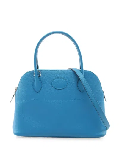Pre-owned Hermes 2017 Bolide 27 Tote Bag In Blue