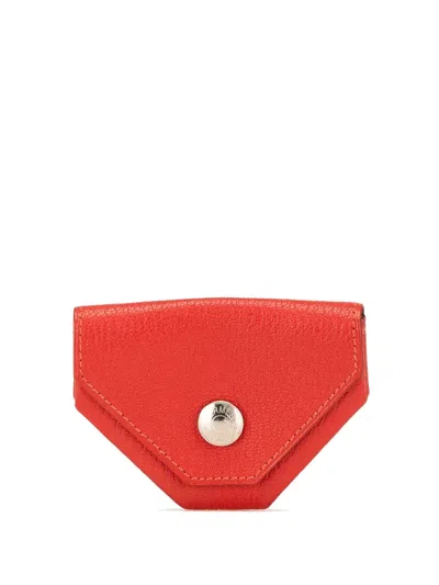 Pre-owned Hermes 2017 Chevre Le Vin Quatre Purse Coin Pouch In Red